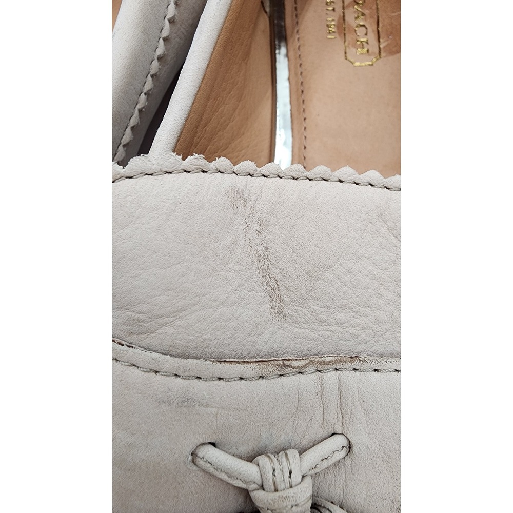 Coach Haydee Tassel Loafers Womens 9 B Beige Leather Whipstitch Slip On VGC - Picture 9 of 14